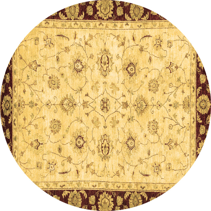 Round Oriental Brown Traditional Rug, abs2967brn