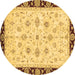 Round Oriental Brown Traditional Rug, abs2967brn