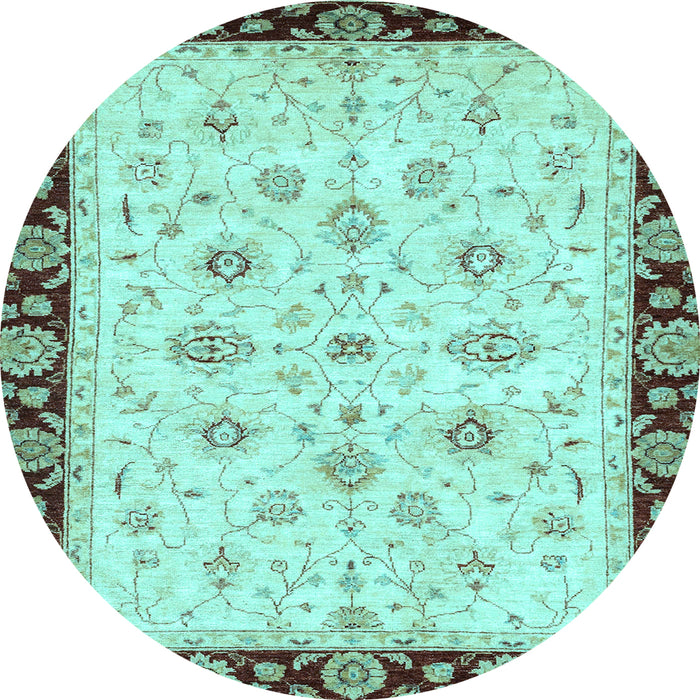 Round Oriental Light Blue Traditional Rug, abs2967lblu