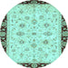 Round Oriental Light Blue Traditional Rug, abs2967lblu