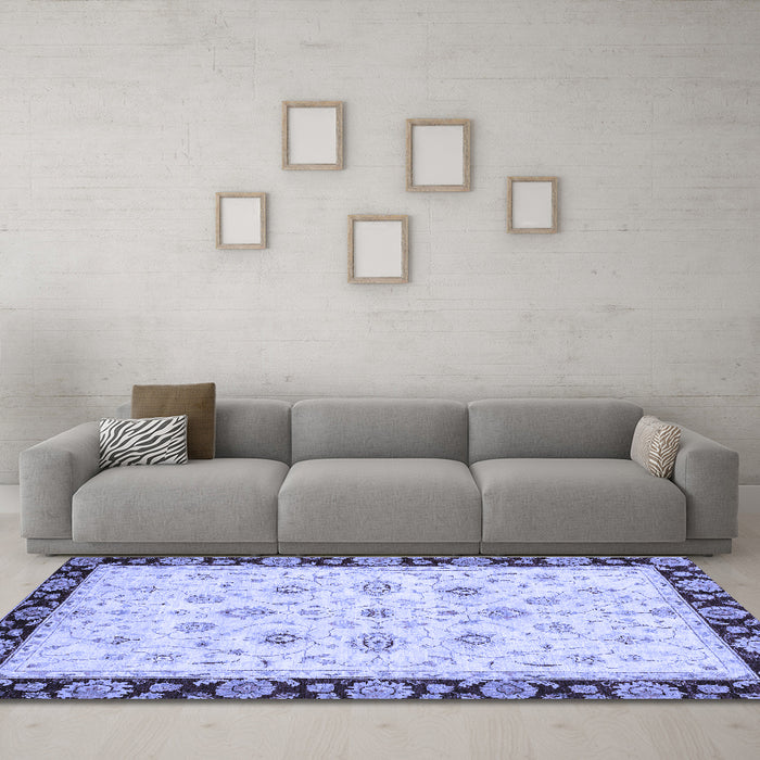 Machine Washable Oriental Blue Traditional Rug in a Living Room, wshabs2967blu