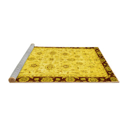 Sideview of Machine Washable Oriental Yellow Traditional Rug, wshabs2967yw