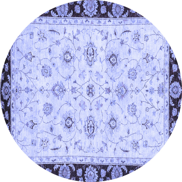Round Machine Washable Oriental Blue Traditional Rug, wshabs2967blu