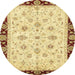 Round Abstract Chocolate Brown Oriental Rug, abs2967