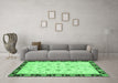 Machine Washable Oriental Emerald Green Traditional Area Rugs in a Living Room,, wshabs2967emgrn