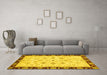 Machine Washable Oriental Yellow Traditional Rug in a Living Room, wshabs2967yw