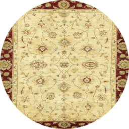 Round Machine Washable Abstract Chocolate Brown Rug, wshabs2967