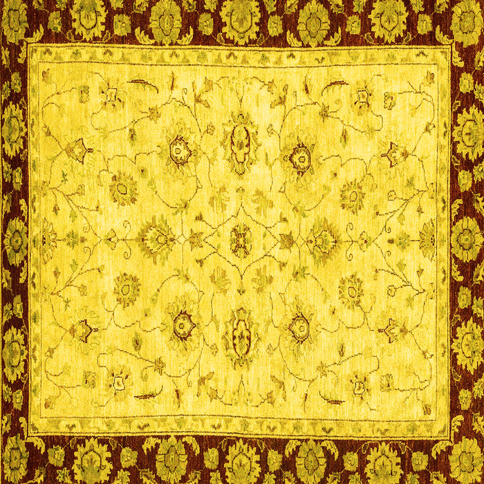 Square Machine Washable Oriental Yellow Traditional Rug, wshabs2967yw