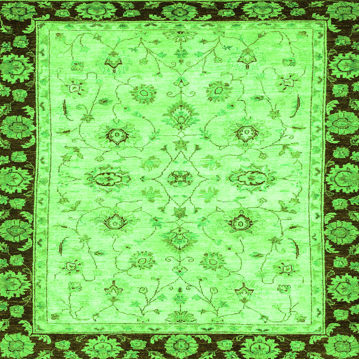 Square Machine Washable Oriental Green Traditional Area Rugs, wshabs2967grn