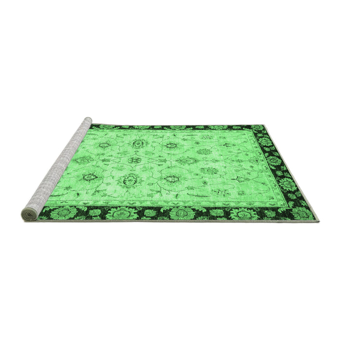 Sideview of Machine Washable Oriental Emerald Green Traditional Area Rugs, wshabs2967emgrn
