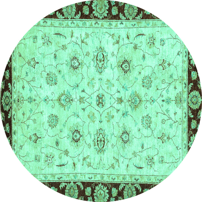 Round Oriental Turquoise Traditional Rug, abs2967turq