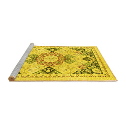 Sideview of Machine Washable Abstract Yellow Modern Rug, wshabs2968yw