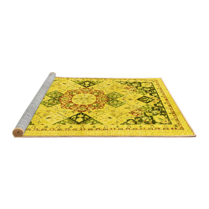 Sideview of Machine Washable Abstract Yellow Modern Rug, wshabs2968yw