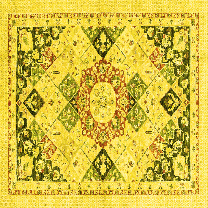 Square Abstract Yellow Modern Rug, abs2968yw