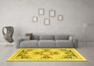 Machine Washable Abstract Yellow Modern Rug in a Living Room, wshabs2968yw