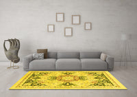 Machine Washable Abstract Yellow Modern Rug, wshabs2968yw