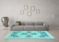 Machine Washable Abstract Light Blue Modern Rug, wshabs2968lblu