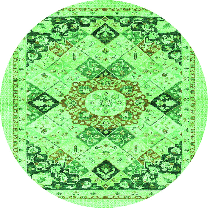 Round Abstract Green Modern Rug, abs2968grn