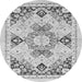 Round Machine Washable Abstract Gray Modern Rug, wshabs2968gry