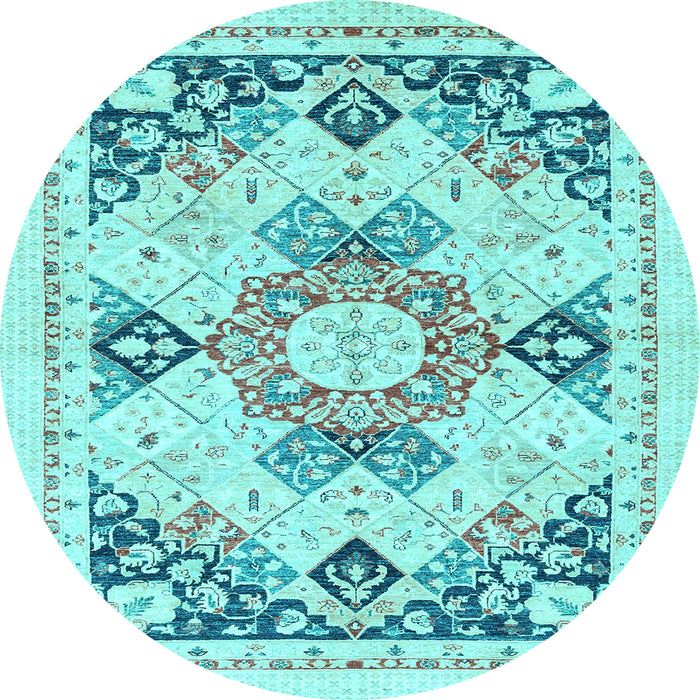 Round Machine Washable Abstract Light Blue Modern Rug, wshabs2968lblu