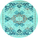 Round Machine Washable Abstract Light Blue Modern Rug, wshabs2968lblu