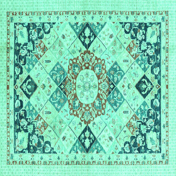 Square Abstract Turquoise Modern Rug, abs2968turq