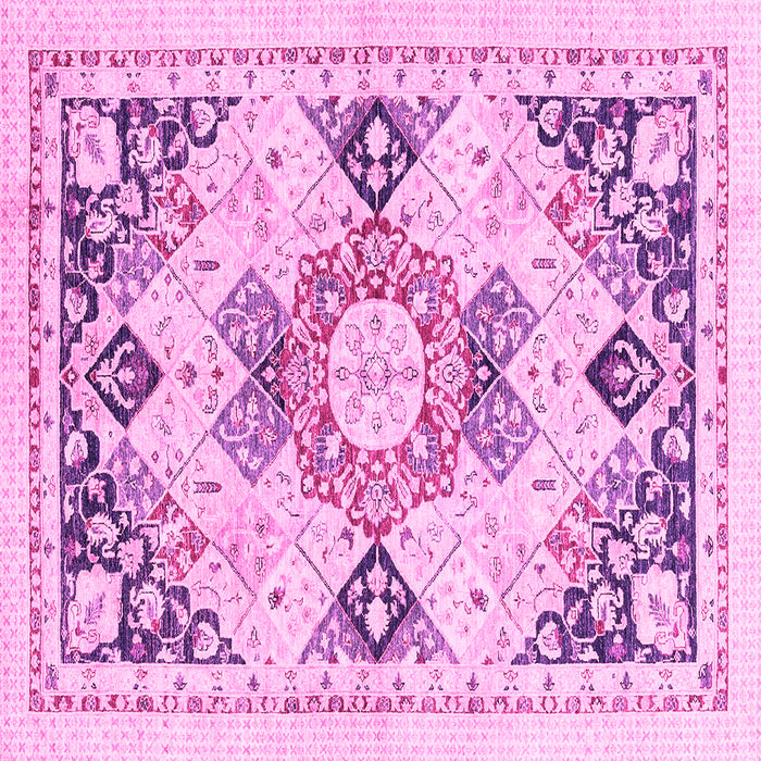 Square Abstract Pink Modern Rug, abs2968pnk
