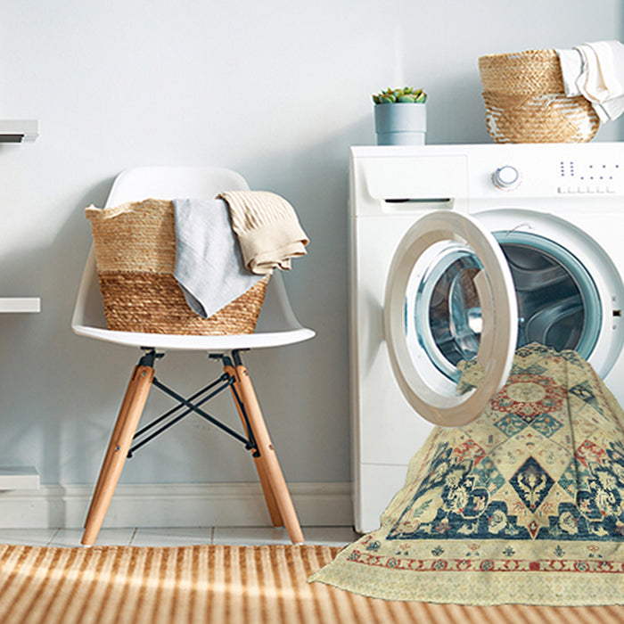 Machine Washable Abstract Dark Almond Brown Rug in a Washing Machine, wshabs2968