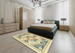 Abstract Dark Almond Brown Modern Rug in a Bedroom, abs2968