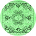 Round Abstract Emerald Green Modern Rug, abs2968emgrn