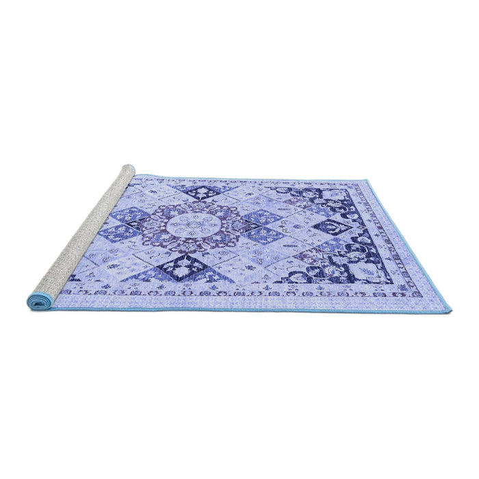 Sideview of Machine Washable Abstract Blue Modern Rug, wshabs2968blu