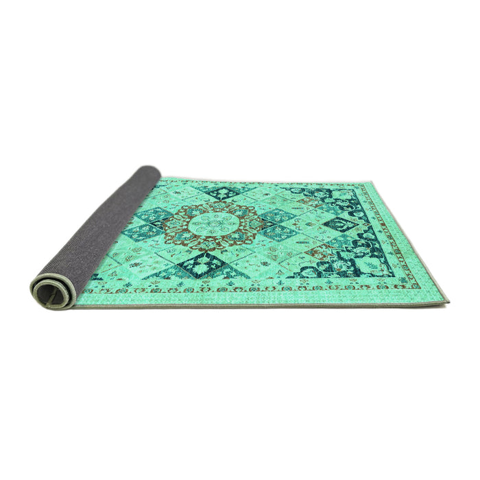 Sideview of Abstract Turquoise Modern Rug, abs2968turq