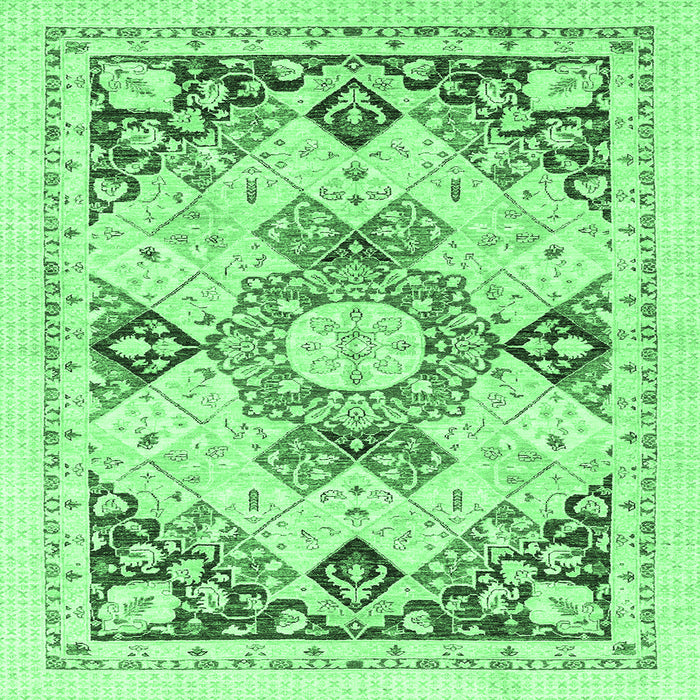 Square Abstract Emerald Green Modern Rug, abs2968emgrn