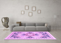 Machine Washable Abstract Purple Modern Rug, wshabs2968pur