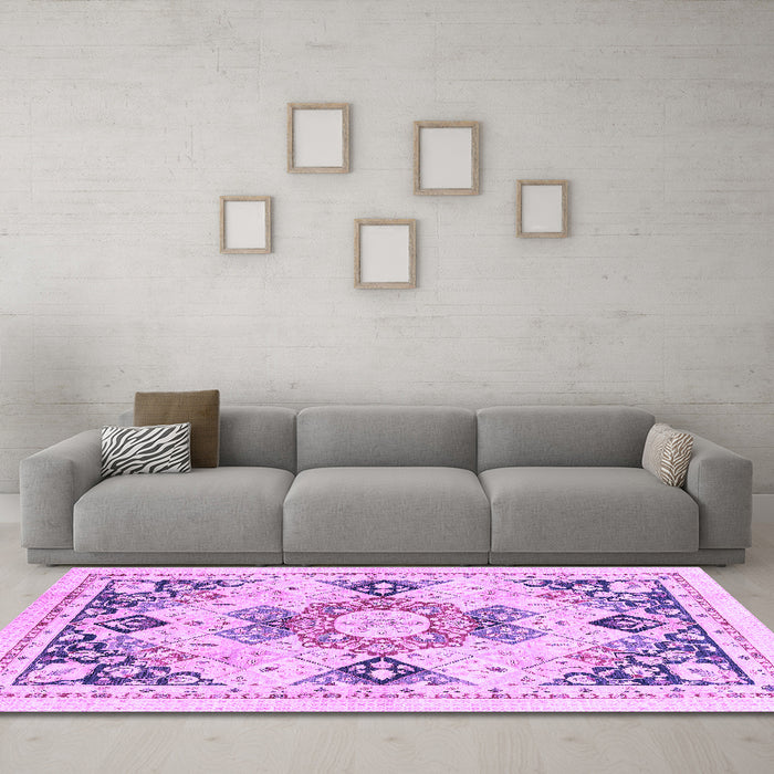 Machine Washable Abstract Purple Modern Area Rugs in a Living Room, wshabs2968pur
