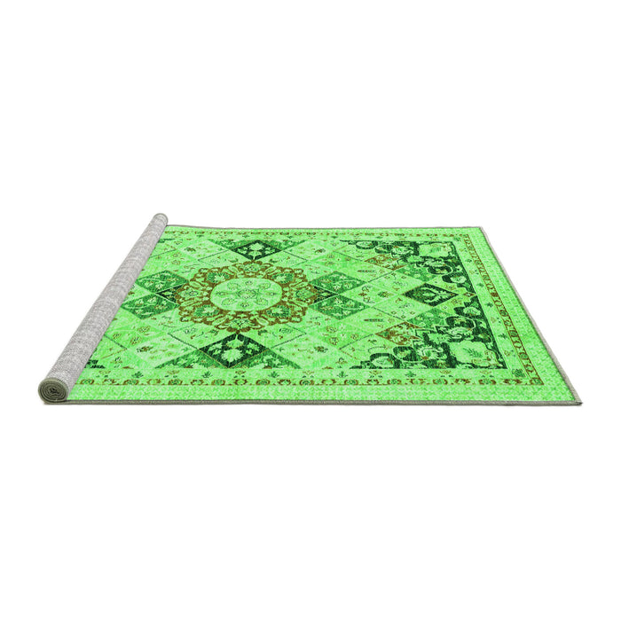 Sideview of Machine Washable Abstract Green Modern Area Rugs, wshabs2968grn