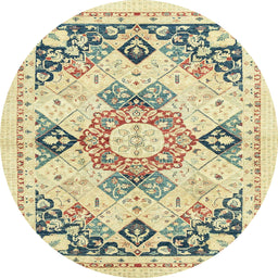 Round Abstract Dark Almond Brown Modern Rug, abs2968