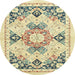 Round Abstract Dark Almond Brown Modern Rug, abs2968