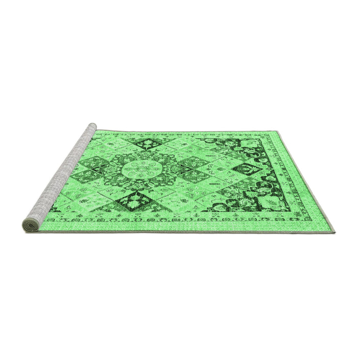 Sideview of Machine Washable Abstract Emerald Green Modern Area Rugs, wshabs2968emgrn