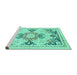 Sideview of Machine Washable Abstract Turquoise Modern Area Rugs, wshabs2968turq