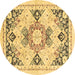 Round Abstract Brown Modern Rug, abs2968brn