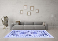 Machine Washable Abstract Blue Modern Rug, wshabs2968blu