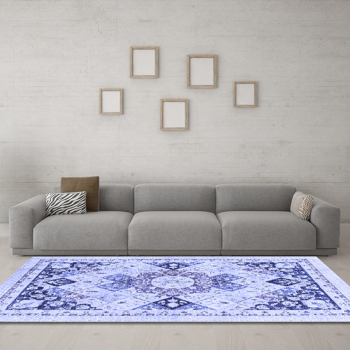 Machine Washable Abstract Blue Modern Rug in a Living Room, wshabs2968blu