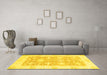 Machine Washable Abstract Yellow Modern Rug in a Living Room, wshabs2969yw