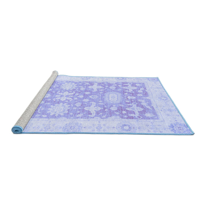 Sideview of Machine Washable Abstract Blue Modern Rug, wshabs2969blu