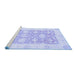 Sideview of Machine Washable Abstract Blue Modern Rug, wshabs2969blu