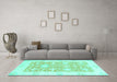 Machine Washable Abstract Turquoise Modern Area Rugs in a Living Room,, wshabs2969turq