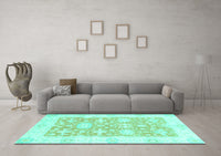 Machine Washable Abstract Turquoise Modern Rug, wshabs2969turq