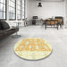 Round Abstract Orange Modern Rug in a Office, abs2969