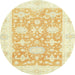 Round Machine Washable Abstract Orange Rug, wshabs2969